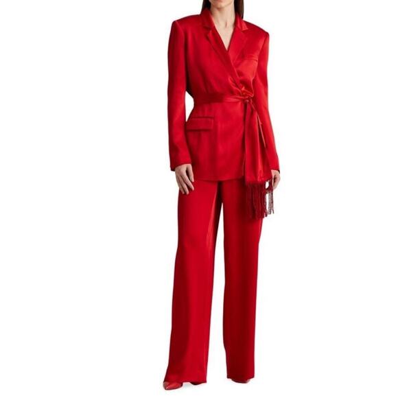 Ralph Lauren Collection Purple Label Belted Satin Blazer Jacket 6 Red NWT $3490 - Picture 6 of 11